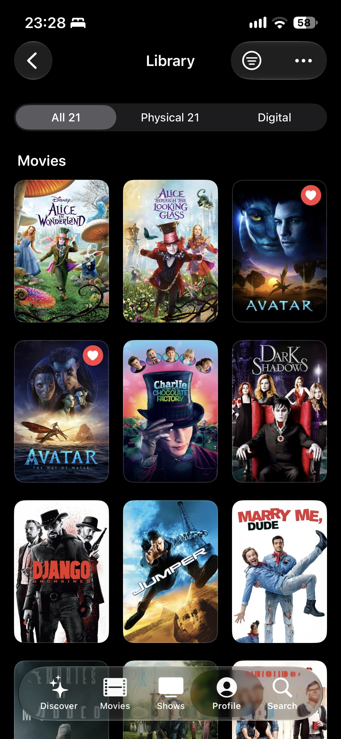La bibliothèque de films dans Watchin